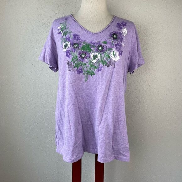 Laura Scott Floral V-Neck Top Size XL EUC - Picture 1 of 8